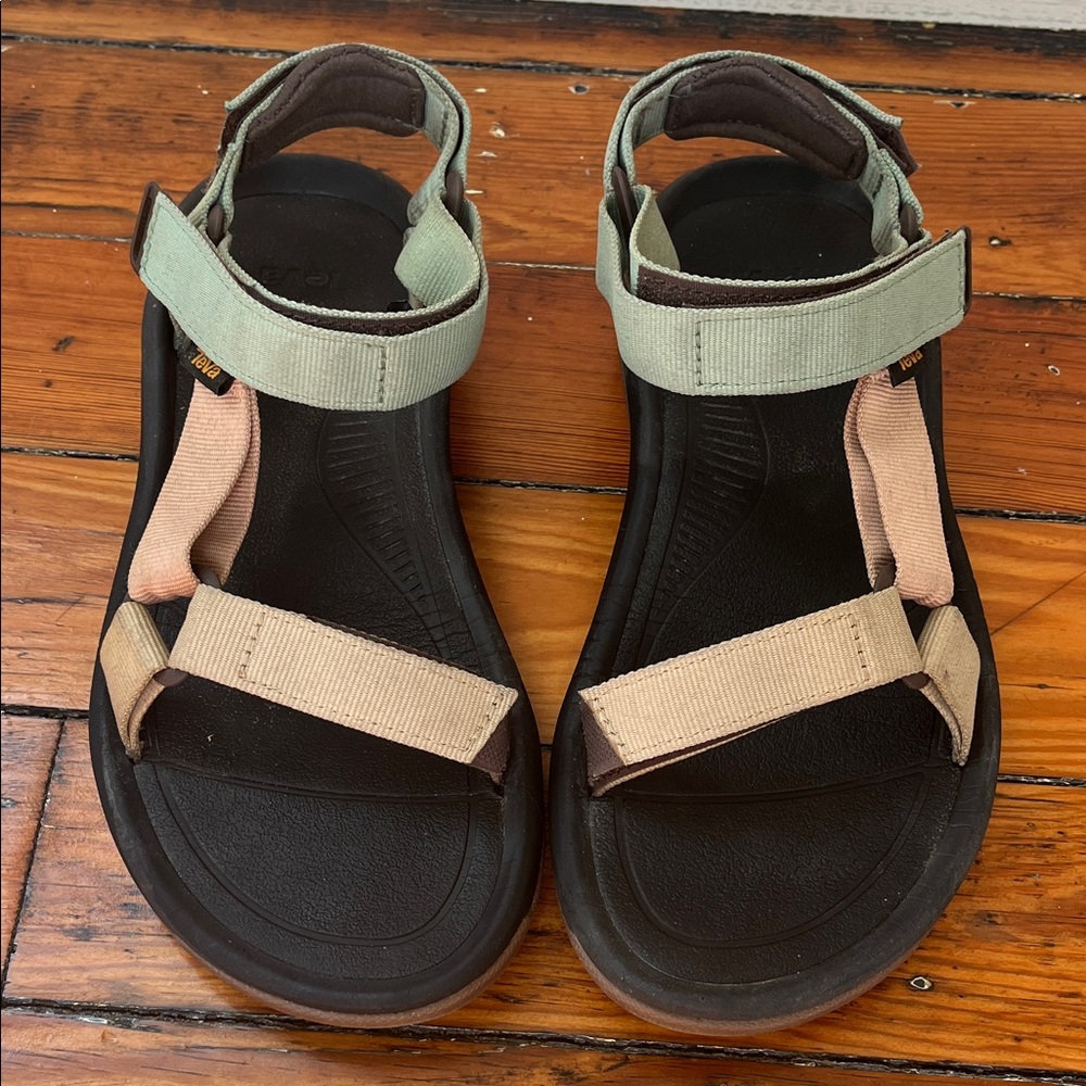 Teva Strappy Outdoor Sandals in Black, Sage, Peach, and Tan